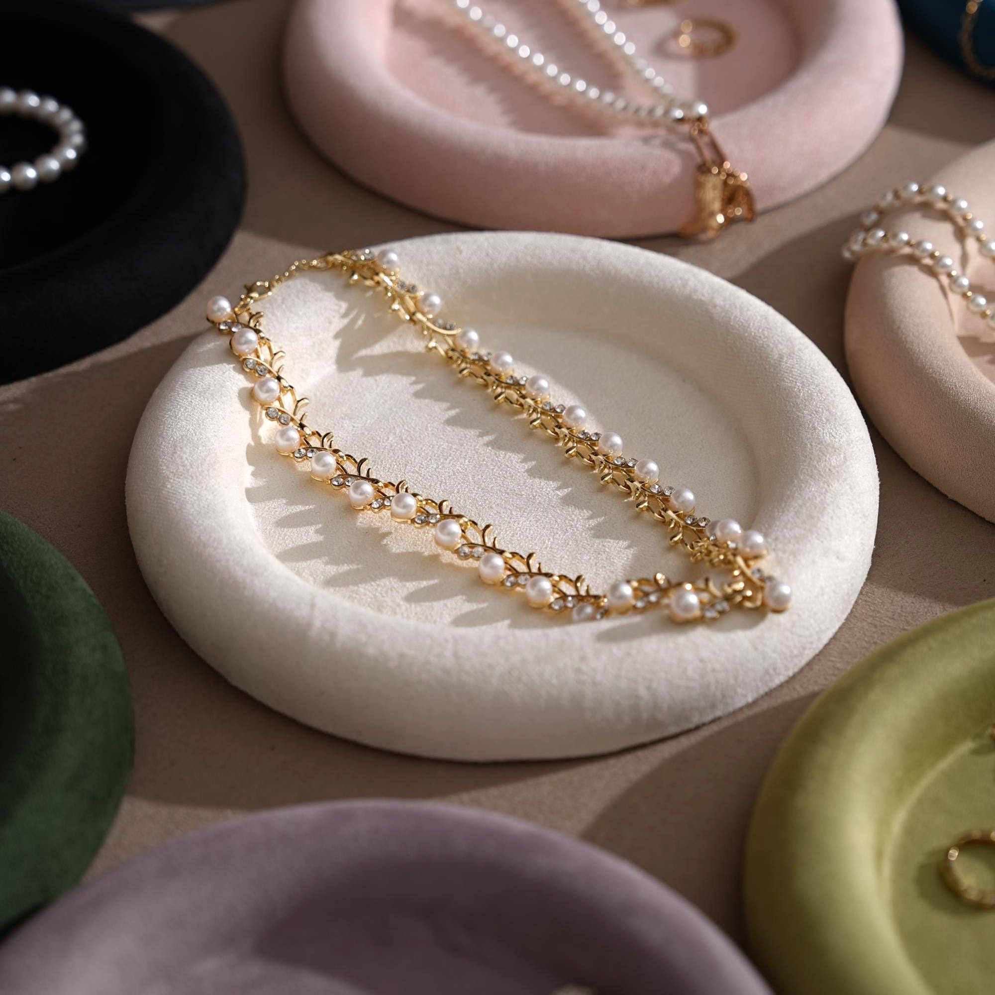 Jewelry Organizer Dish: Suede Ring and Bracelet Tray (14 Colors)
