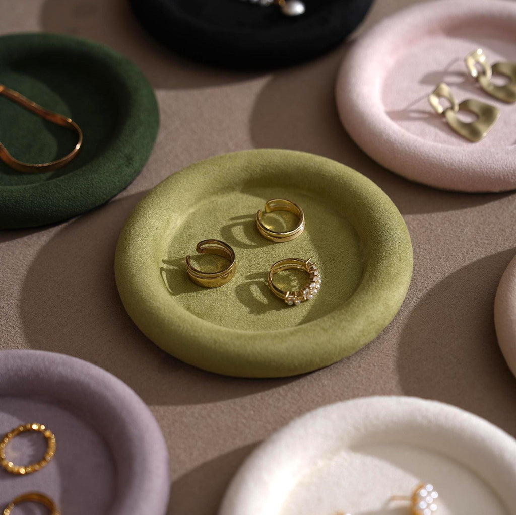 Jewelry Organizer Dish: Suede Ring and Bracelet Tray (14 Colors)