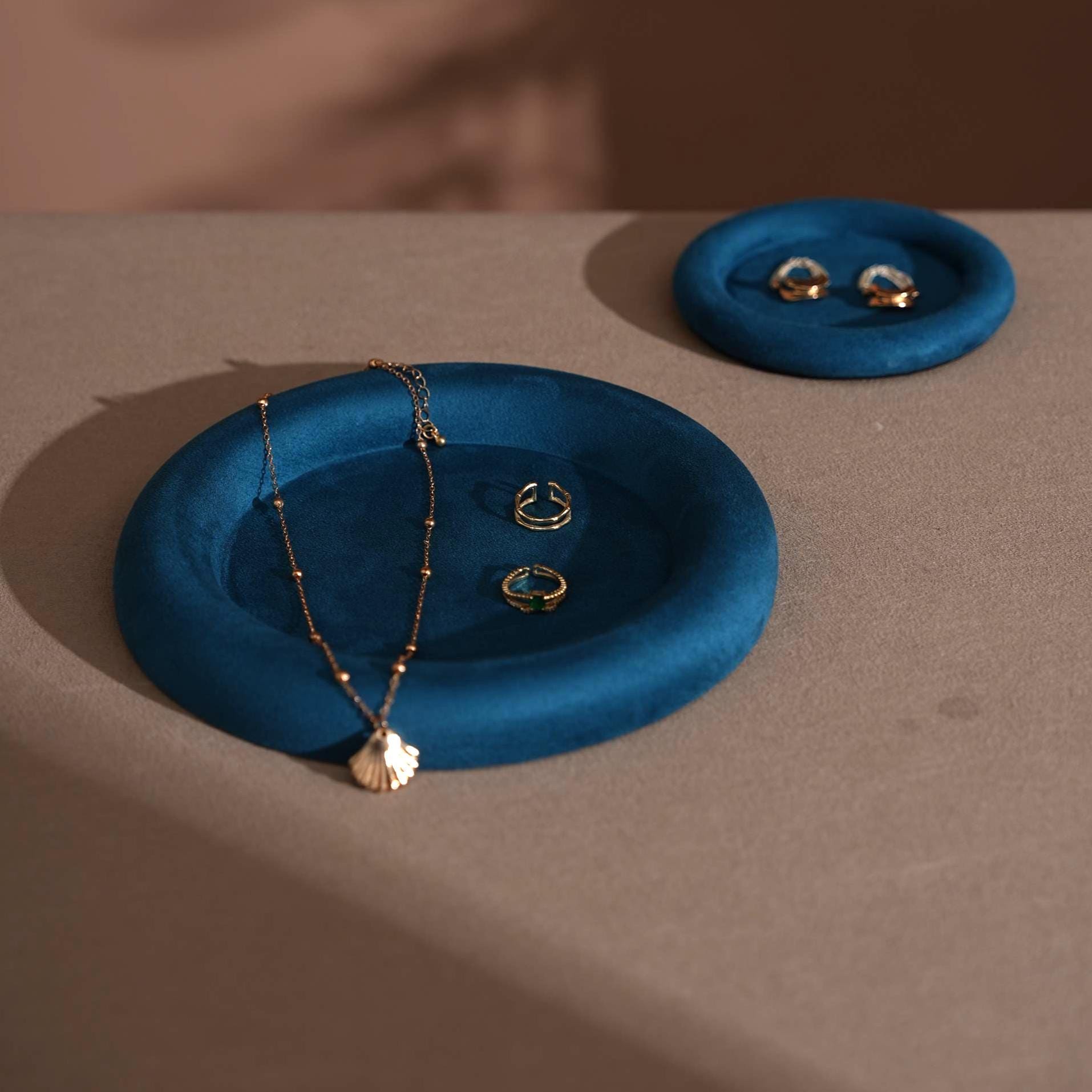 Jewelry Organizer Dish: Suede Ring and Bracelet Tray (14 Colors)