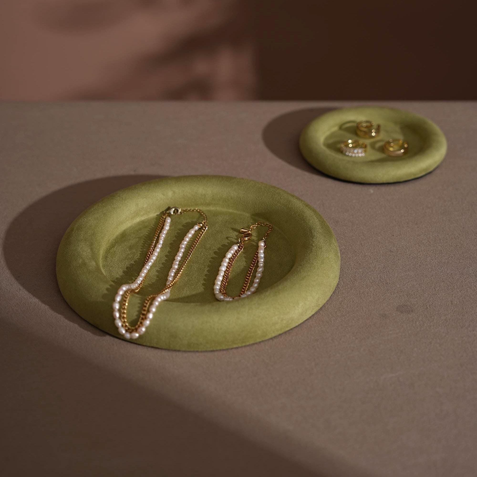Jewelry Organizer Dish: Suede Ring and Bracelet Tray (14 Colors)