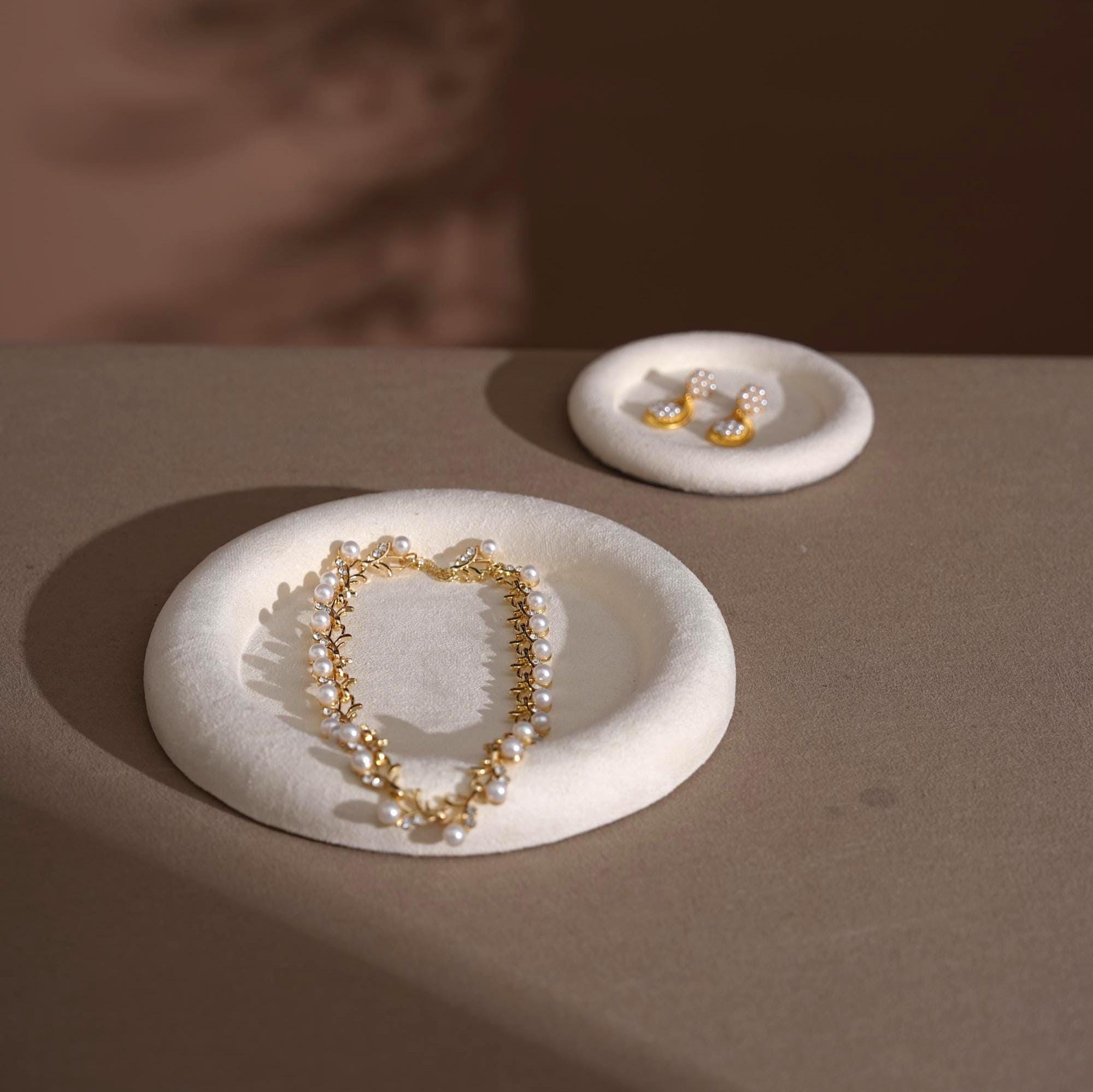 Jewelry Organizer Dish: Suede Ring and Bracelet Tray (14 Colors)
