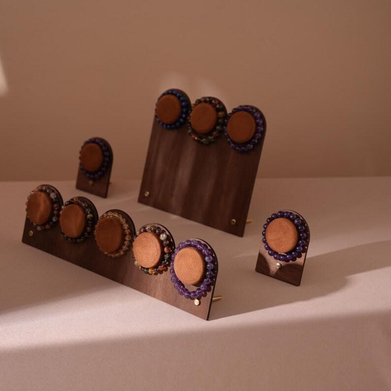 Walnut Veneer Bracelet Display Stand for Crystal Shops & Jewelry Boutiques