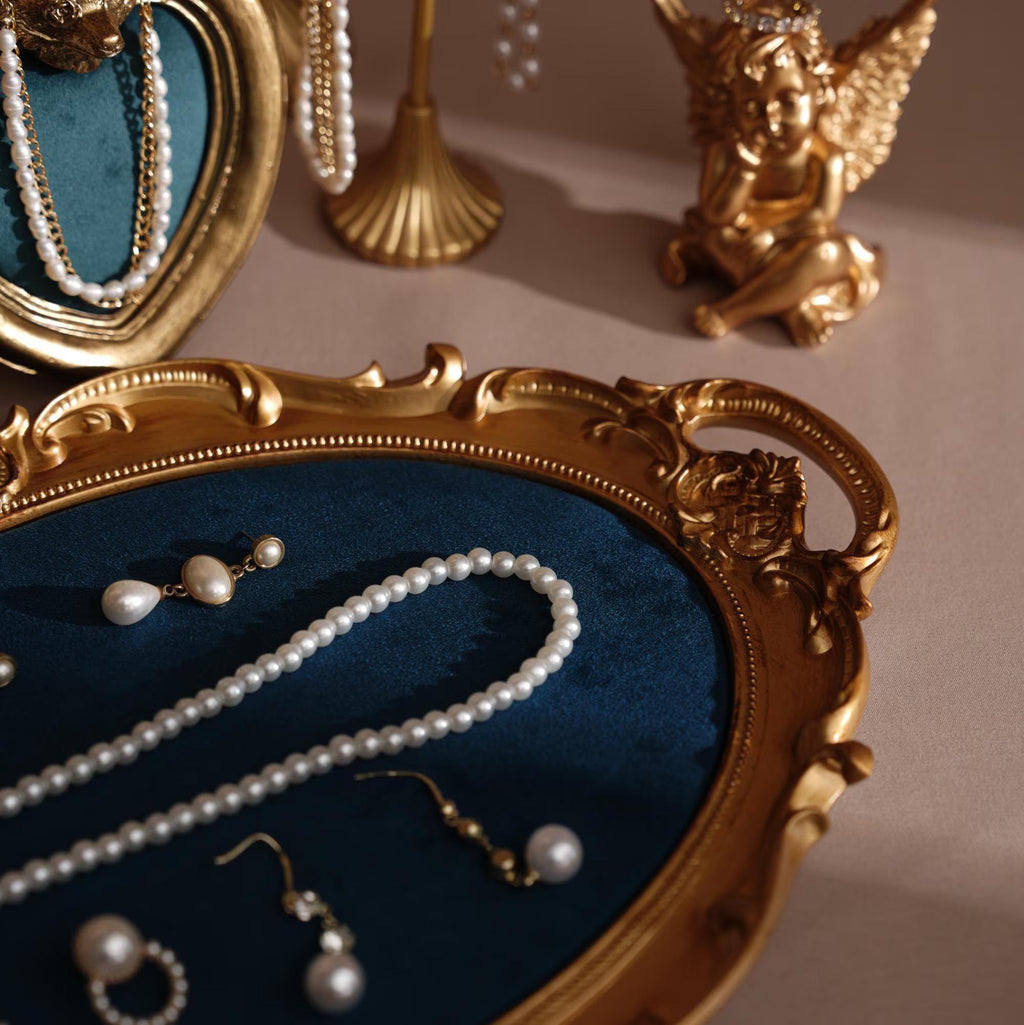 Gold Jewelry Organizer Set Ring Holder Necklace Hanger Resin Earring Tray Bracelet Display Boutique Store Decor Photography Showcase Prop