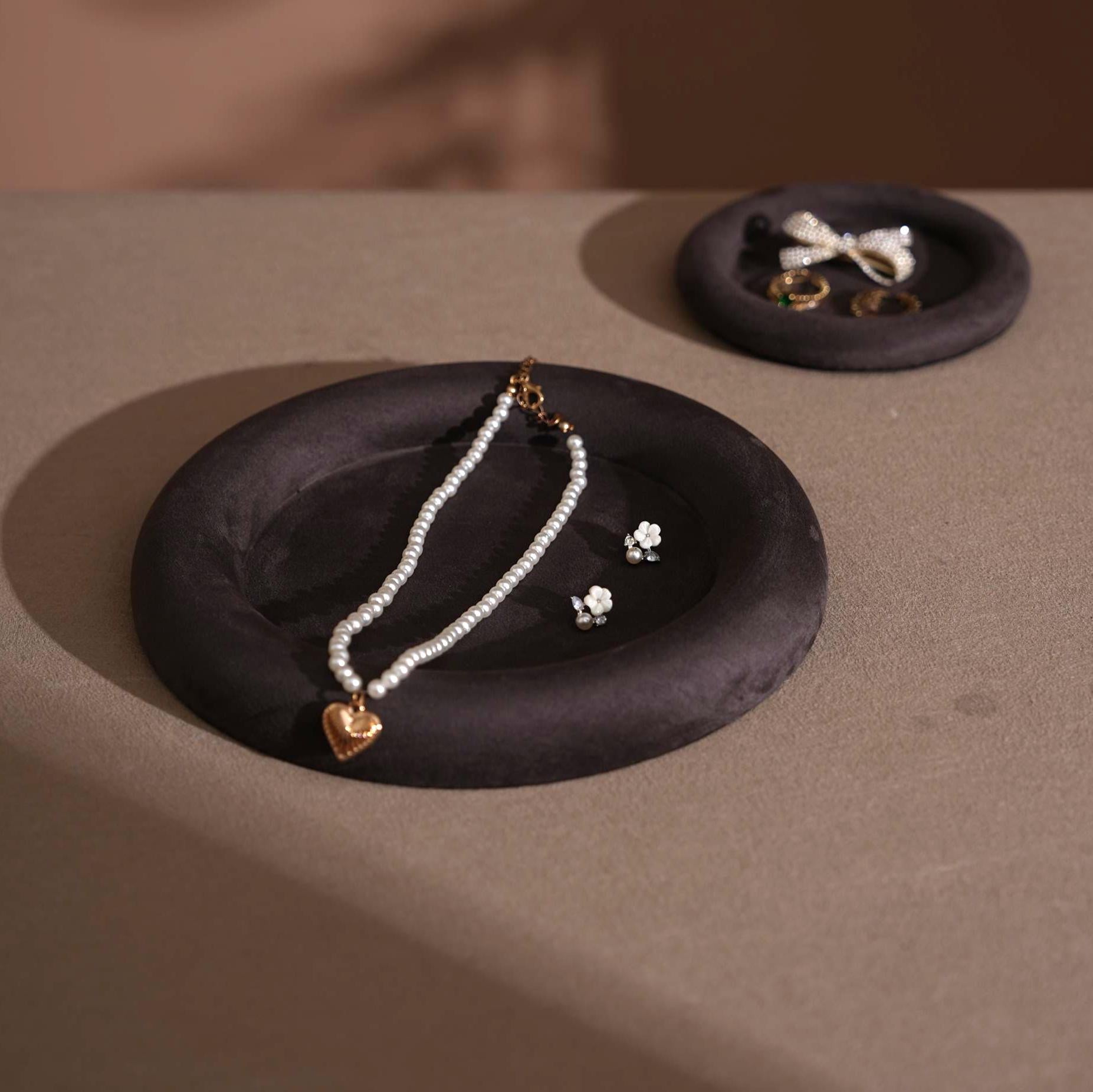 Jewelry Organizer Dish: Suede Ring and Bracelet Tray (14 Colors)