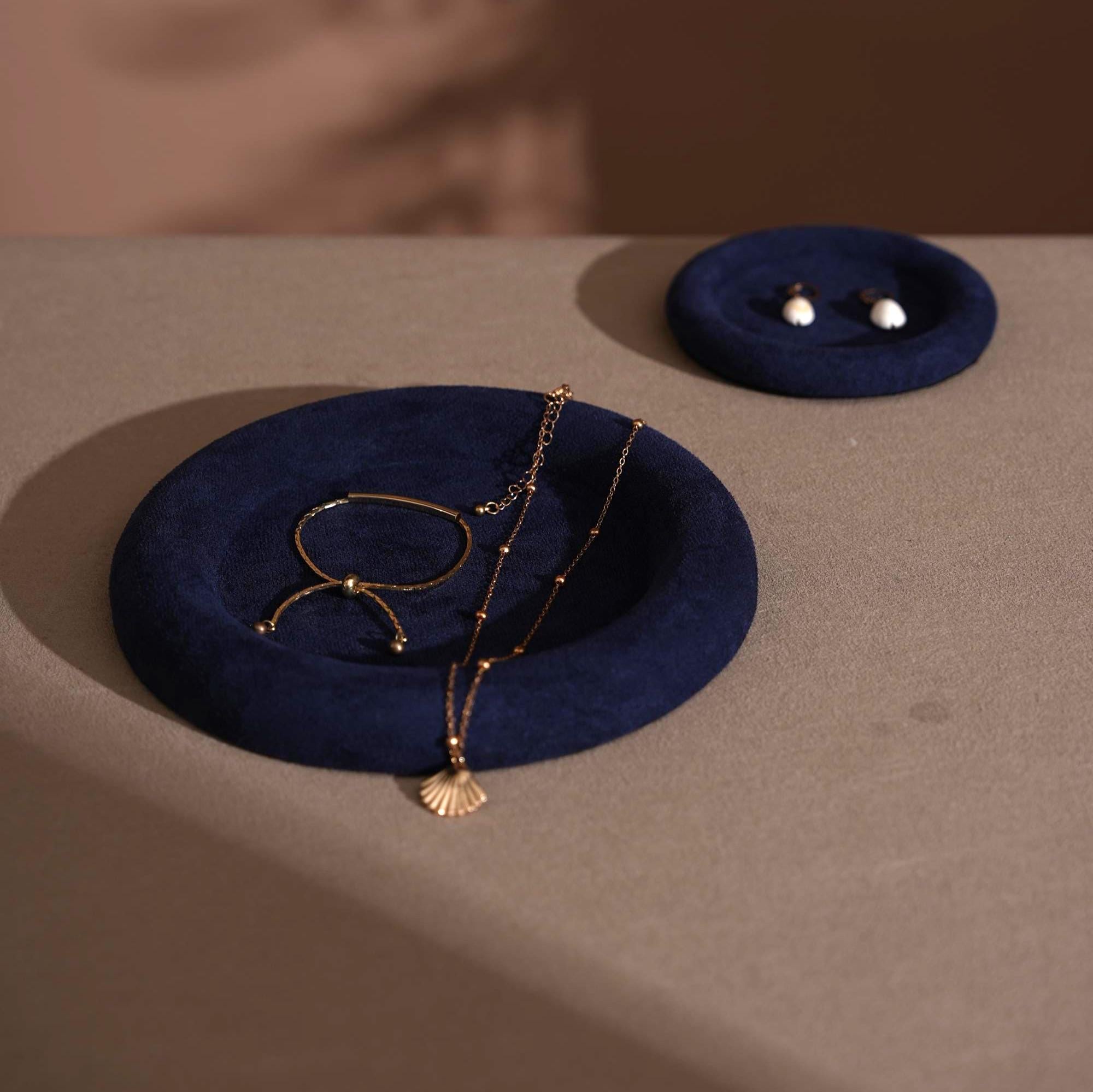 Jewelry Organizer Dish: Suede Ring and Bracelet Tray (14 Colors)