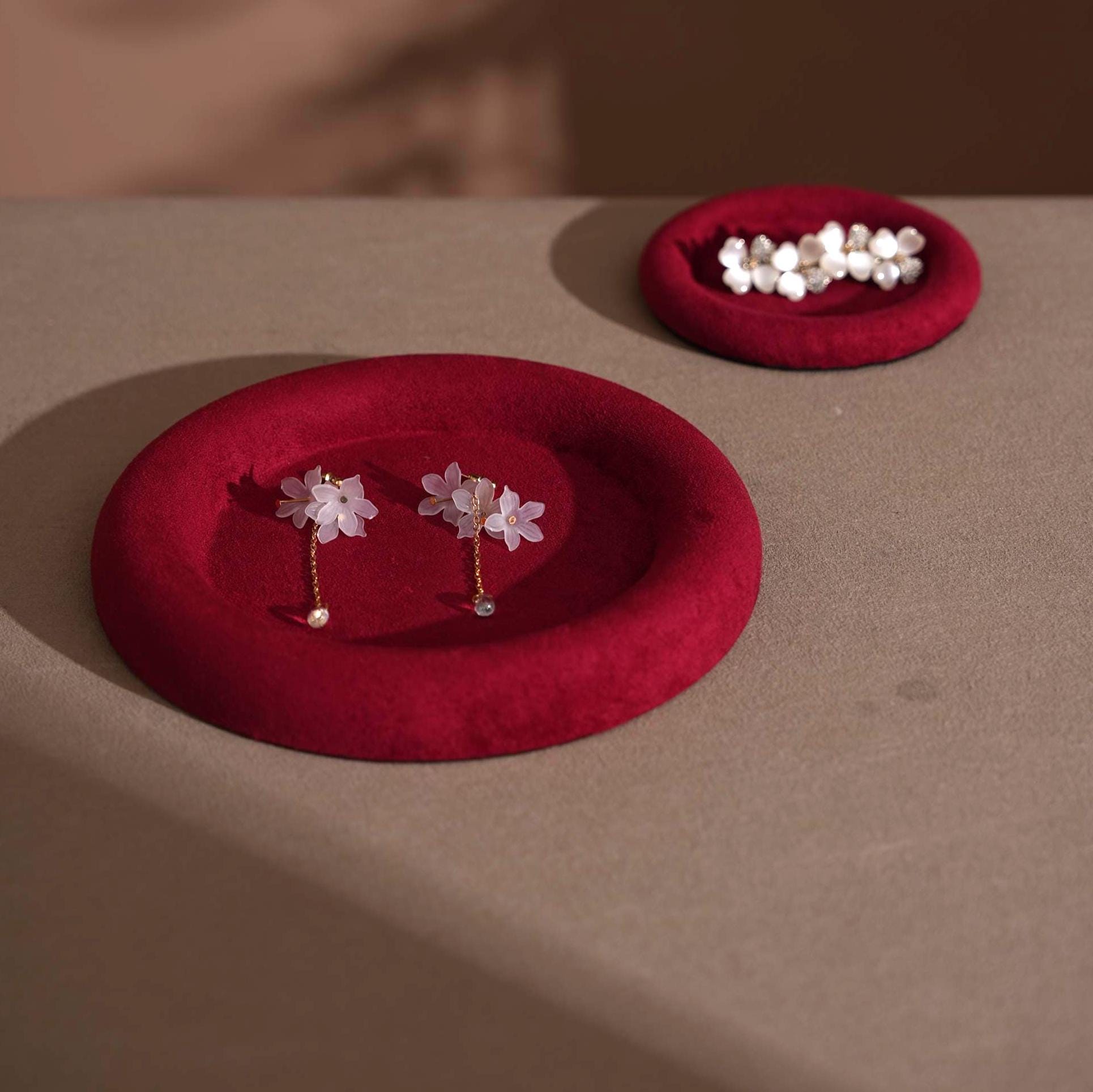 Jewelry Organizer Dish: Suede Ring and Bracelet Tray (14 Colors)