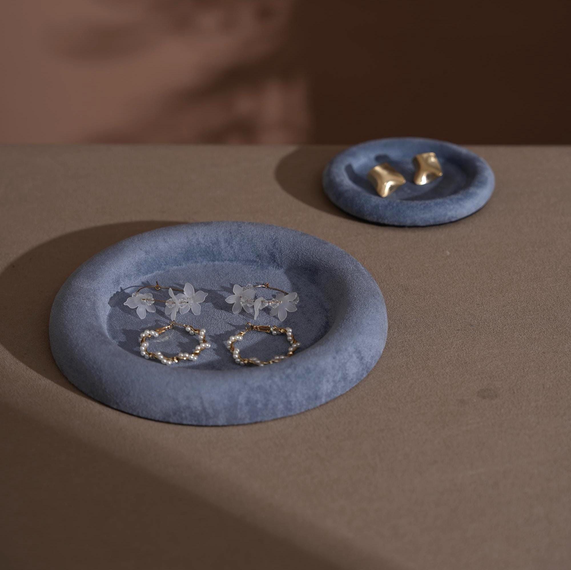 Jewelry Organizer Dish: Suede Ring and Bracelet Tray (14 Colors)