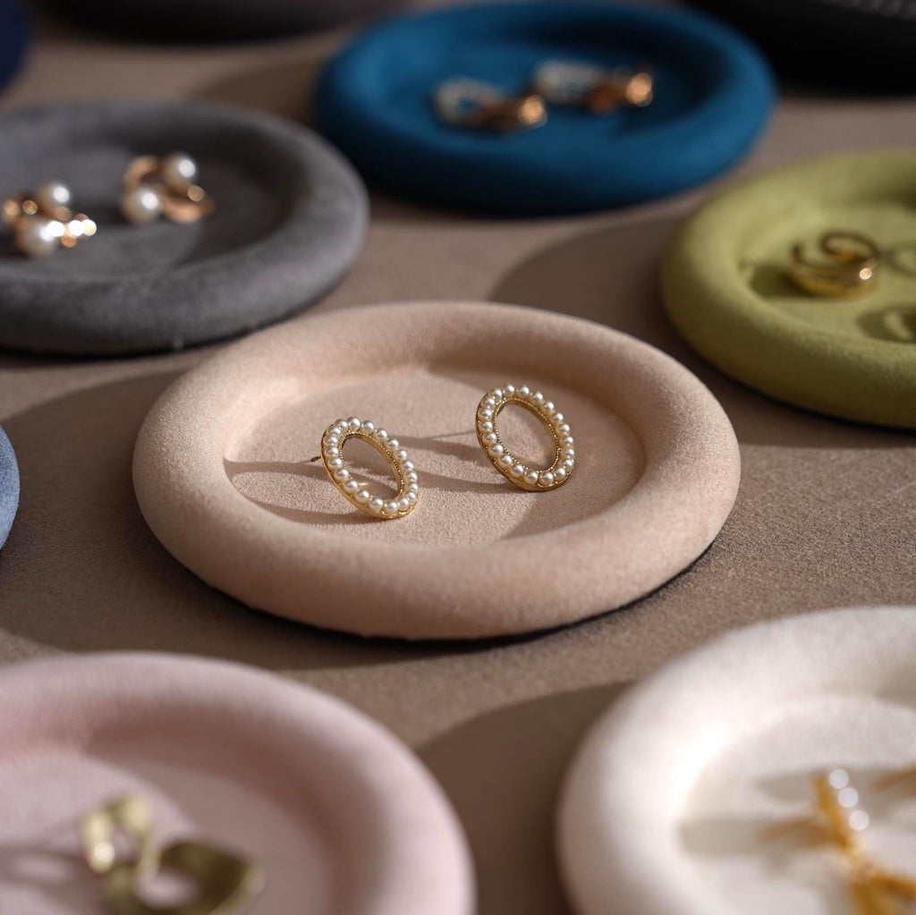 Jewelry Organizer Dish: Suede Ring and Bracelet Tray (14 Colors)