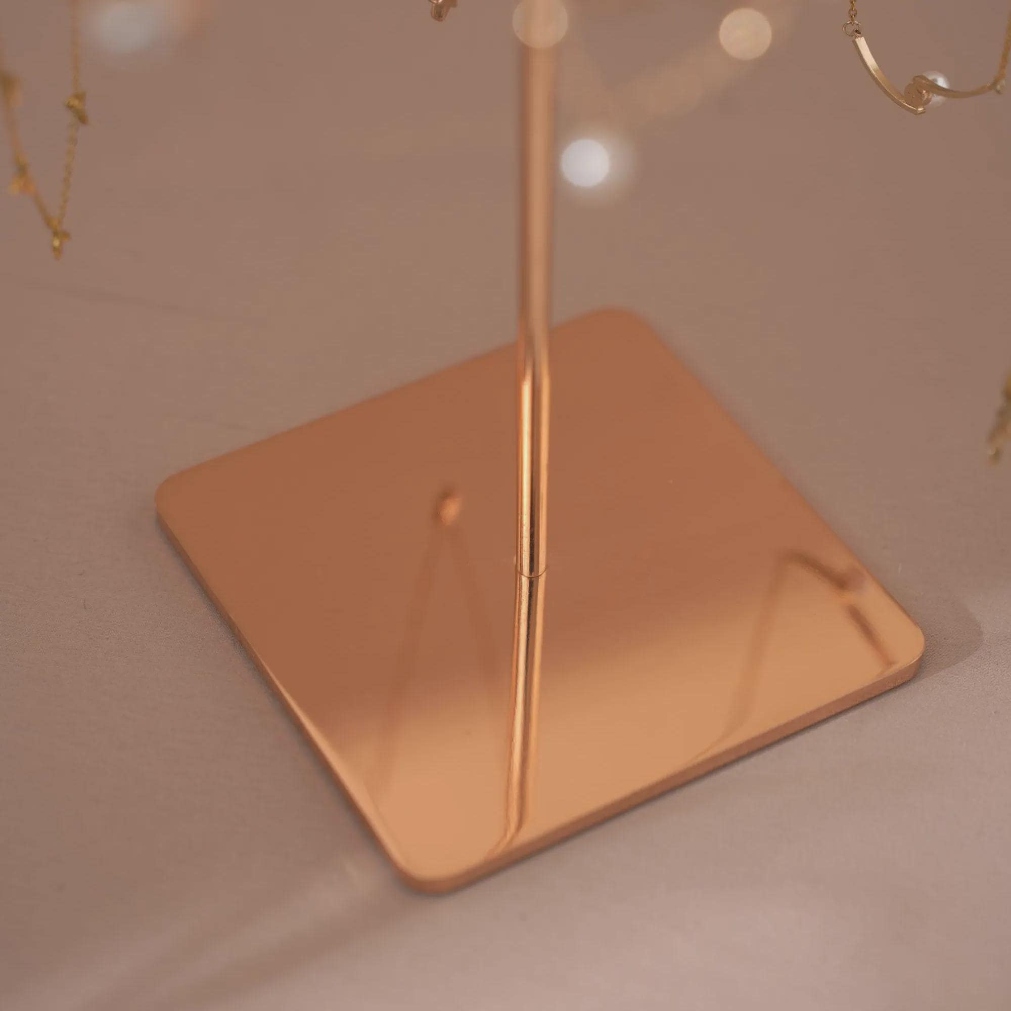 Rose Gold Jewelry Display Stand Organizer Rotatable Luxury Necklace Hanger Earring Holder Bracelet Elegant Jewelry Holder Boutique Store