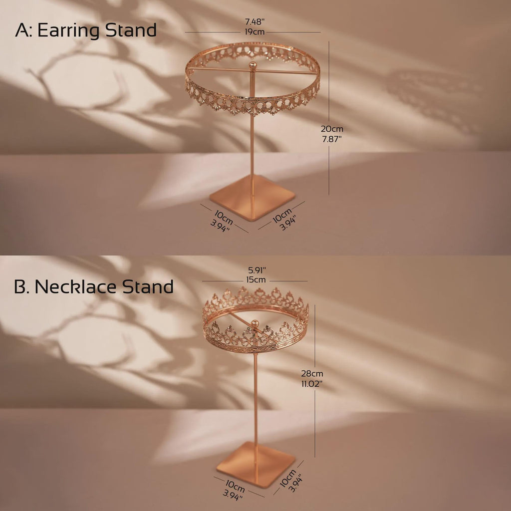 Rose Gold Jewelry Display Stand Organizer Rotatable Luxury Necklace Hanger Earring Holder Bracelet Elegant Jewelry Holder Boutique Store