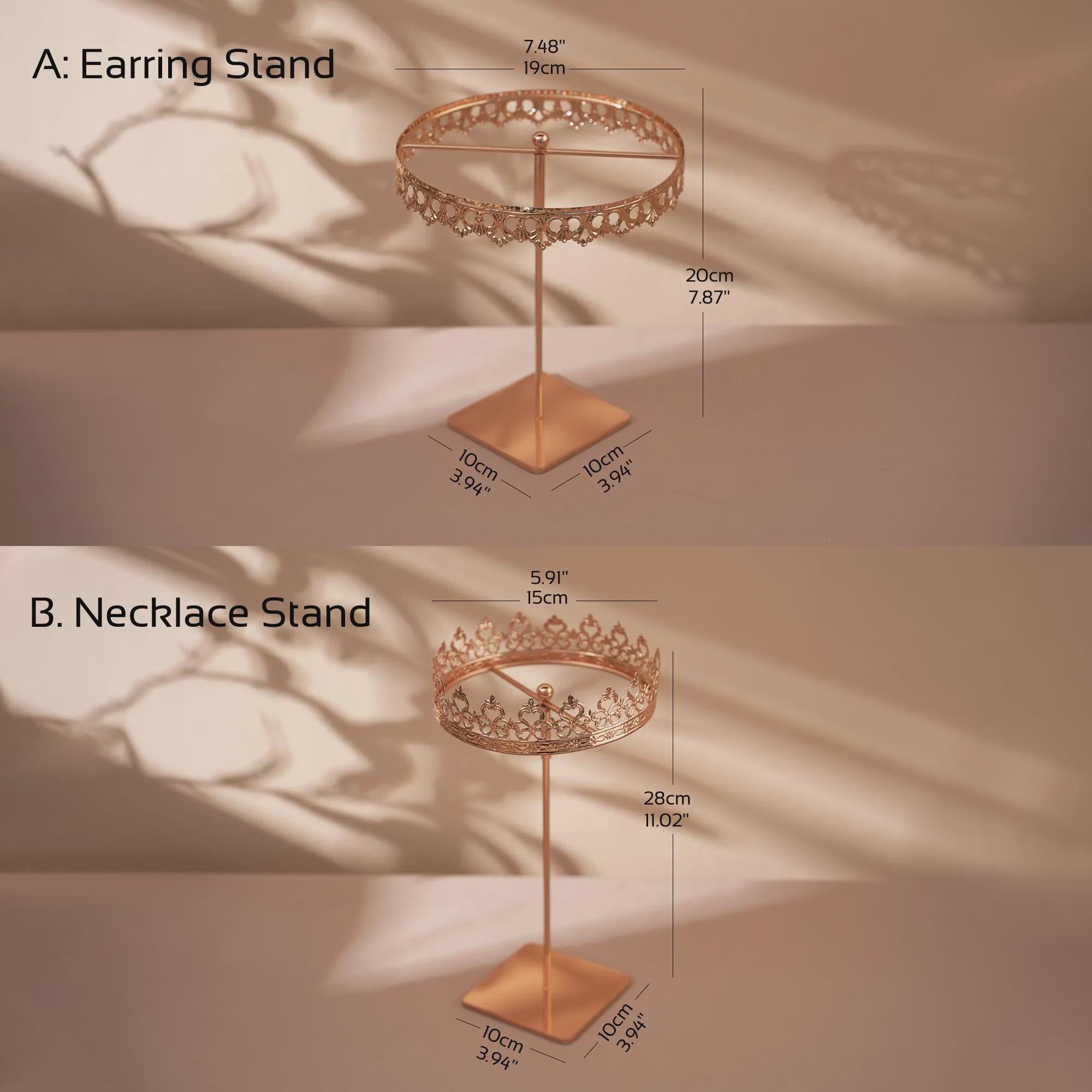 Rose Gold Jewelry Display Stand Organizer Rotatable Luxury Necklace Hanger Earring Holder Bracelet Elegant Jewelry Holder Boutique Store