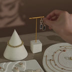 Elegant White Vegan Suede Jewelry Dish & Tray Set | 17-Piece Boutique Display