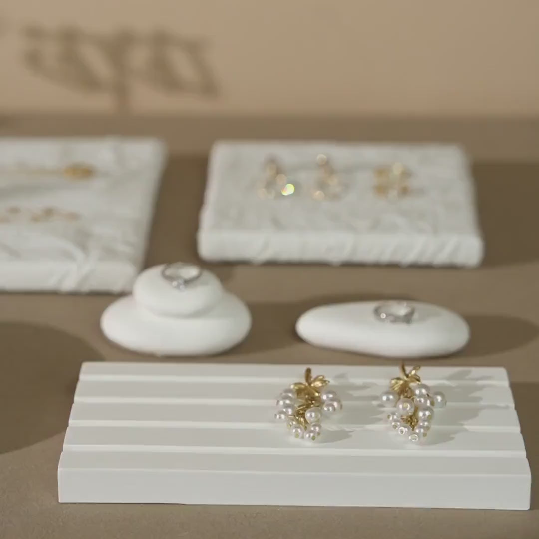 Plaster Jewelry Display Set, Ring Tray, Earring Stand, Necklace Display Props, Handmade Boutique Craft Fair Market Display