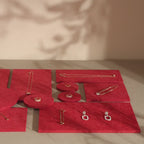 Red Felt Jewelry Display Set: Ring, Necklace, Earring Showcase