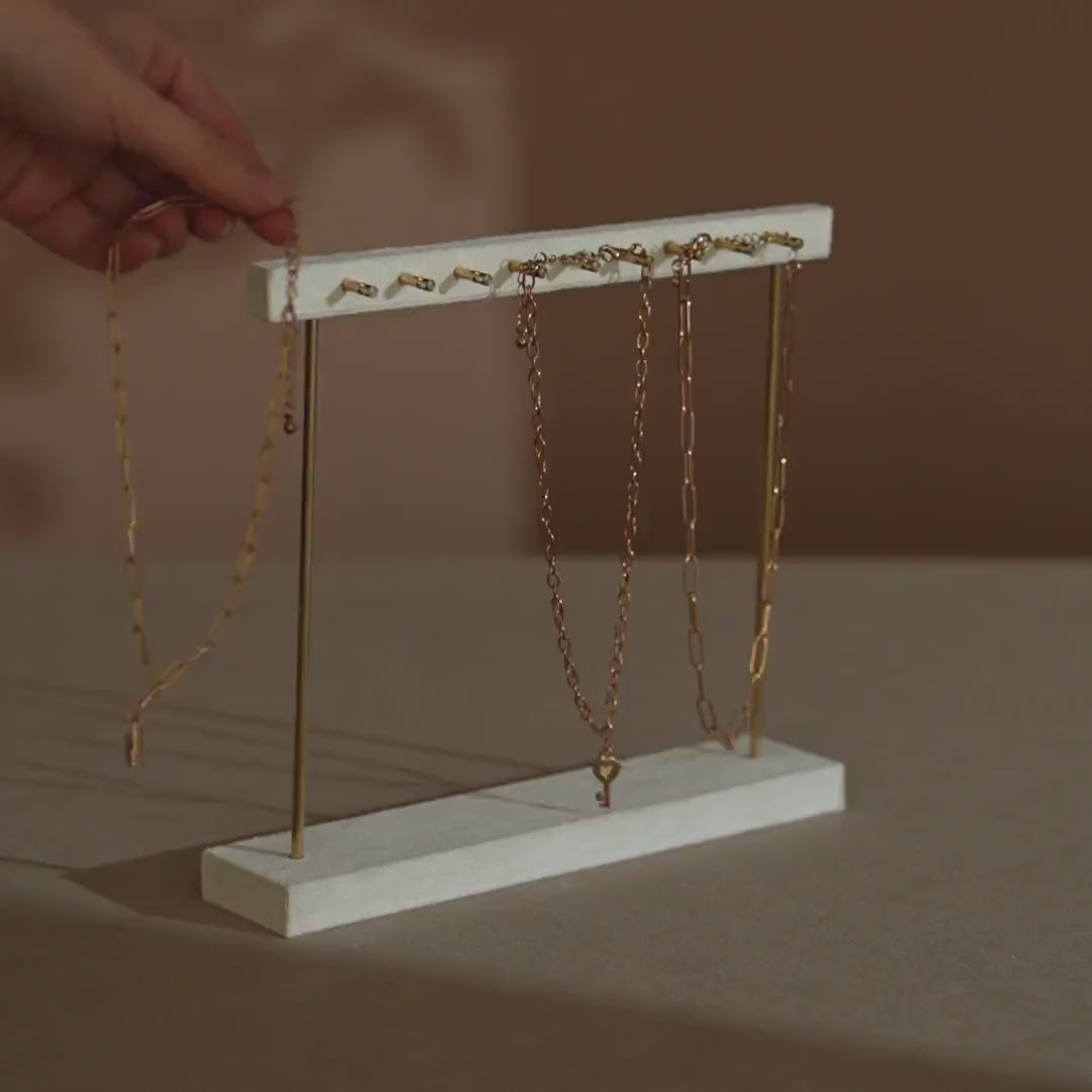 Suede Brass Necklace and Earring Stand