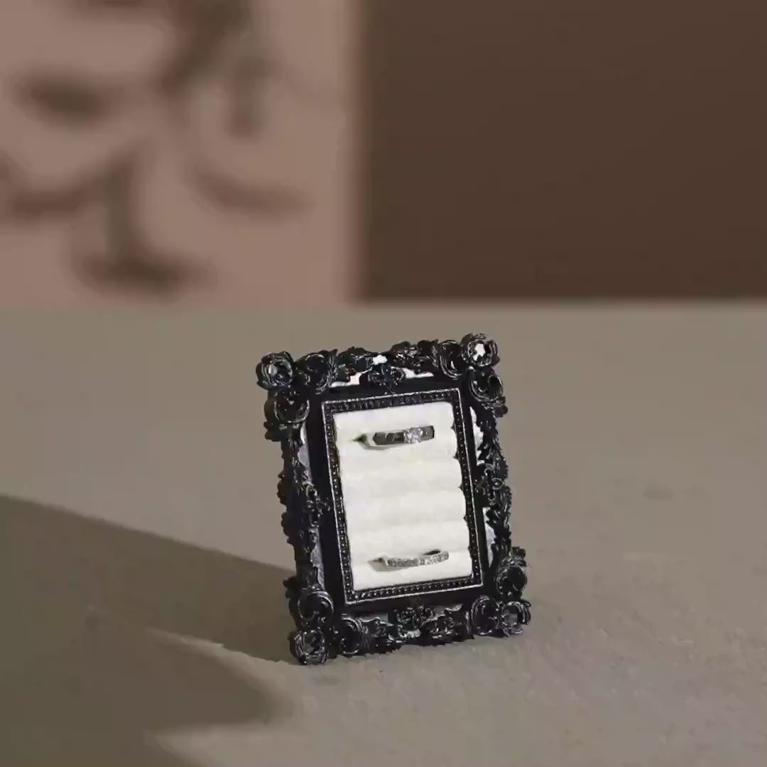 Black Rococo Ring & Earring Display Stand