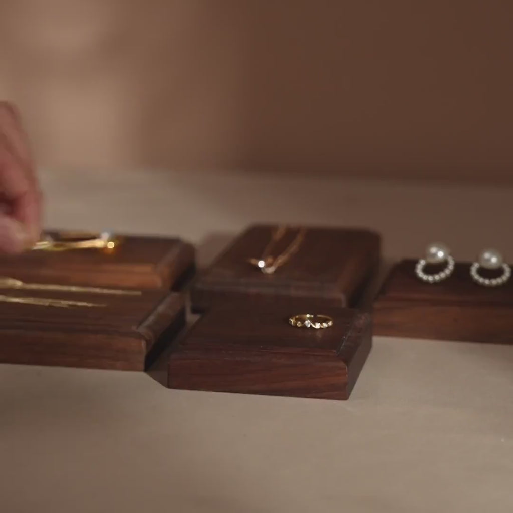 Minimalist Walnut Jewelry Display Dishes
