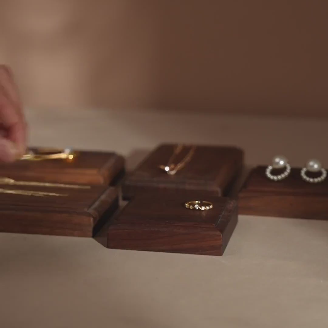 Minimalist Walnut Jewelry Display Dishes