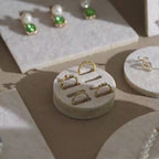 Off White Felt Jewelry Display Set: Ring, Necklace, Bracelet Showcase