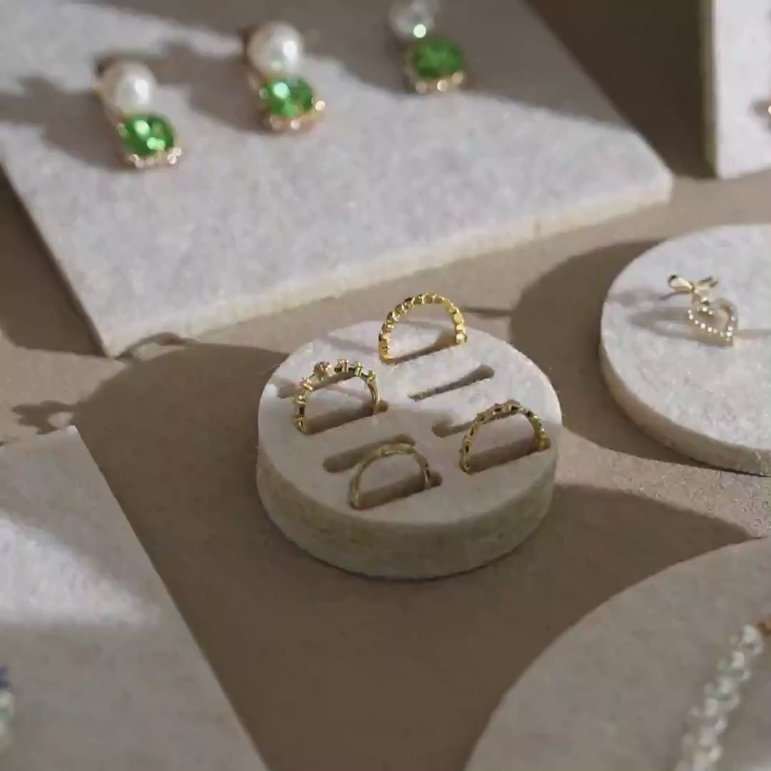 Off White Felt Jewelry Display Set: Ring, Necklace, Bracelet Showcase