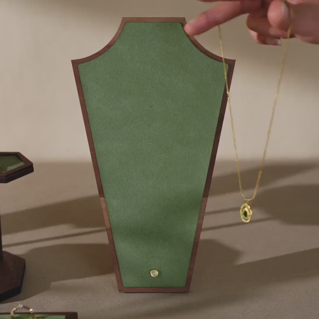 Walnut Veneer Jewelry Display Set
