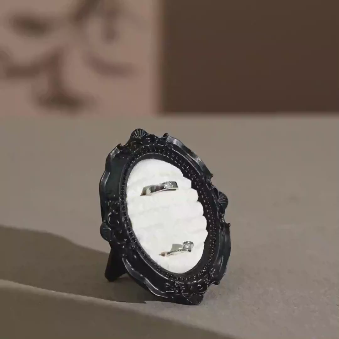 Rococo-Style Black Ring Stand