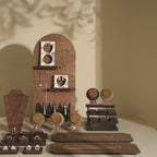 Walnut Veneer 44-Piece Jewelry Display Set