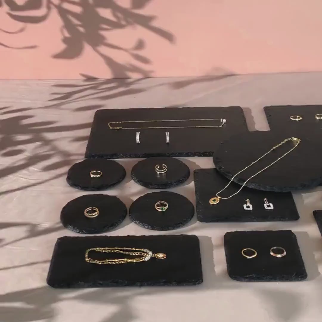 Black Slate Jewelry Display Set: Boutique Showcase Organizer