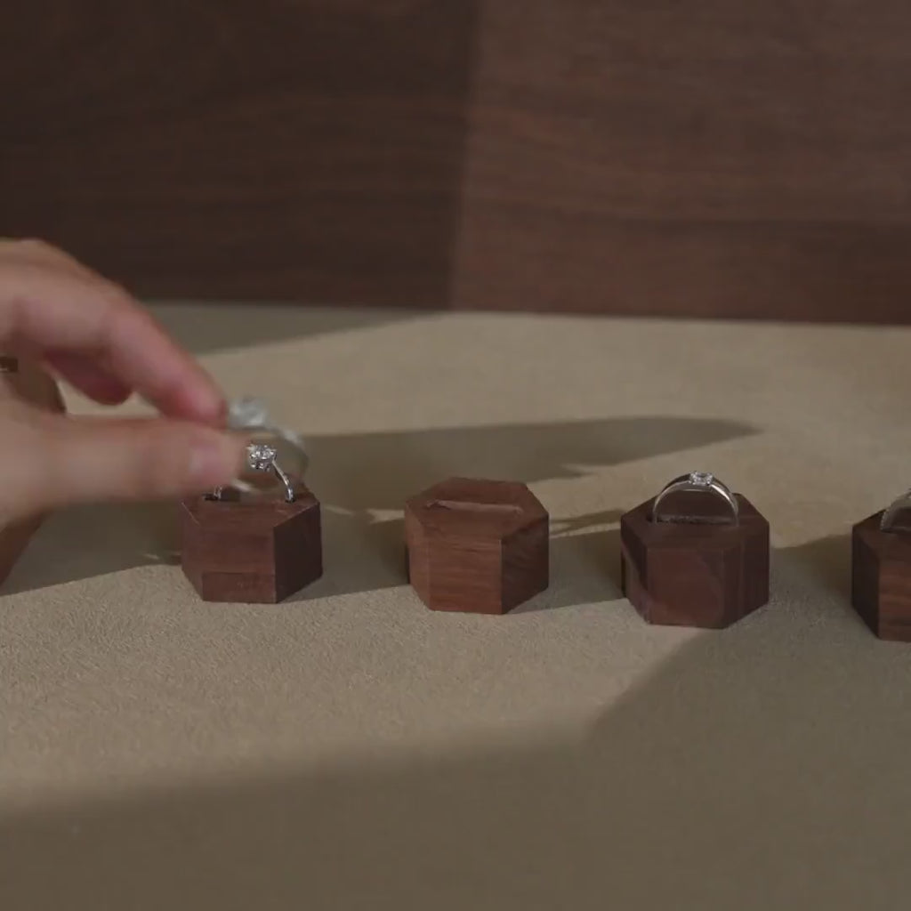 Walnut Veneer Jewelry Display Set
