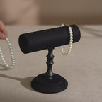 Black Jewelry Display Set for Estate & Antique Jewelers, Ring Tray, Necklace Rail, Earring Stand, Product Photography Props, Vegan Suede