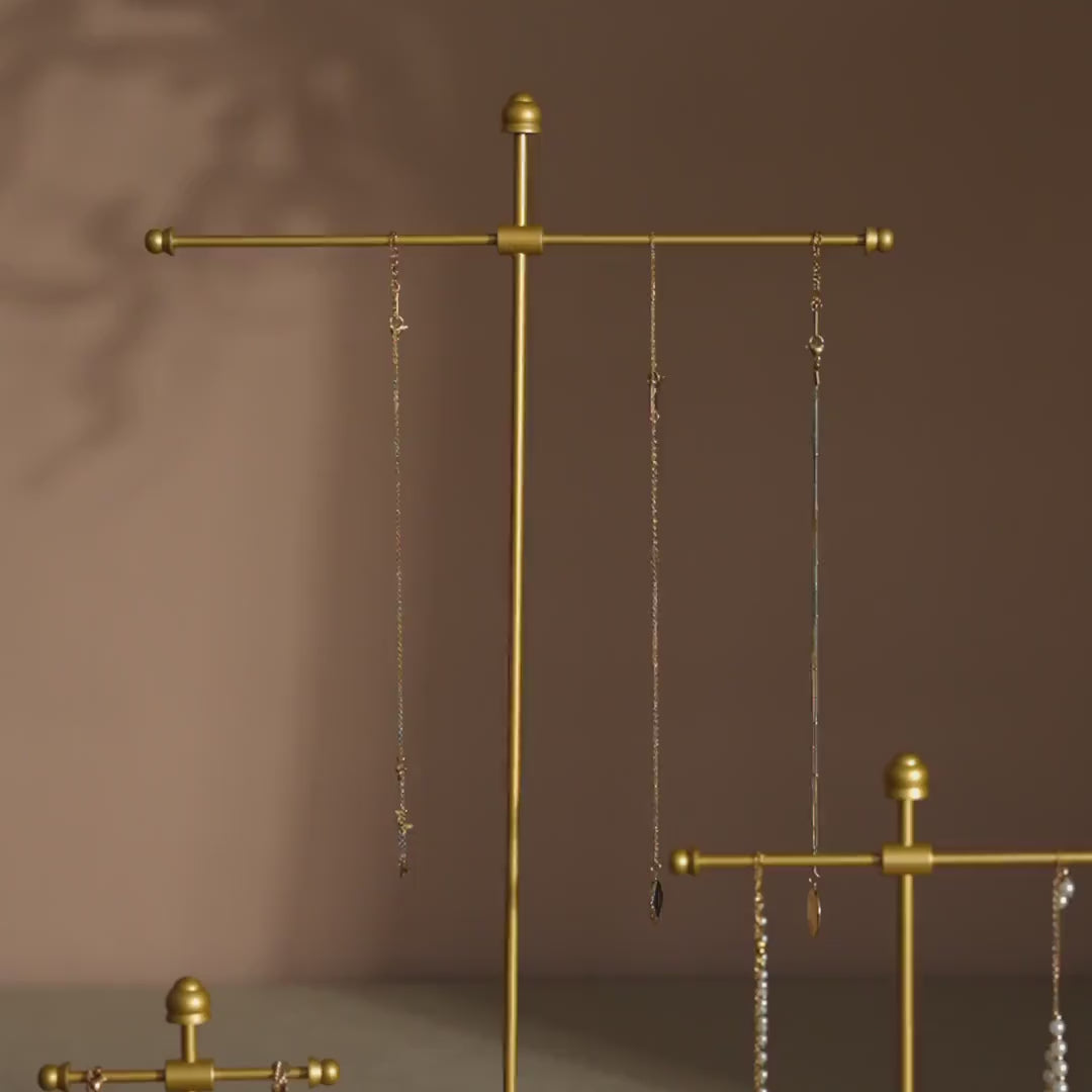 Gold Metal Jewelry Display Stand Set, Necklace Bracelet Earring Holder, T Bar Jewelry Rack, Boutique Craft Fair Display