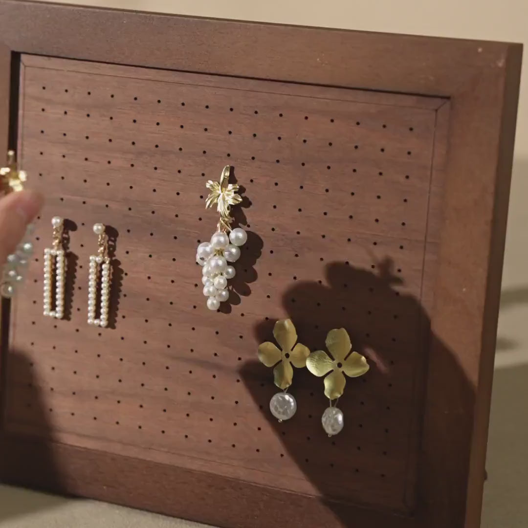Walnut Veneer Jewelry Display Set: Portable Booth Organizer