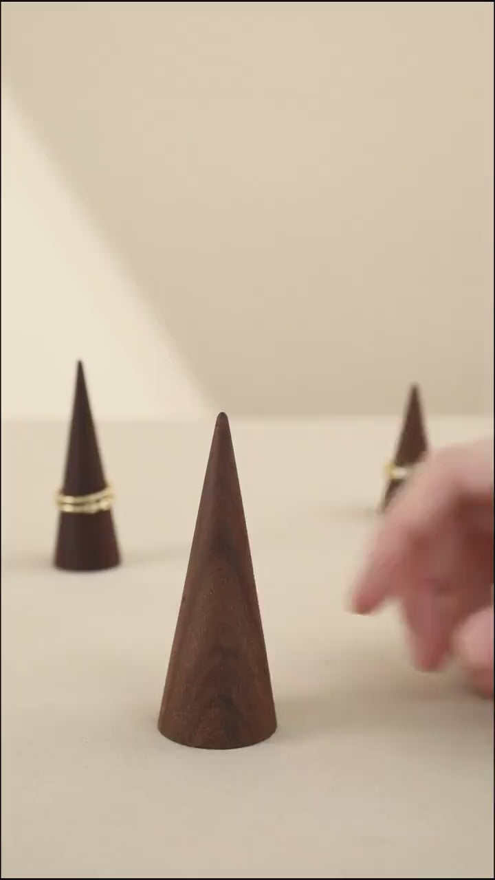 Walnut Wood Ring Cone Stand – Boutique Ring Holder Display
