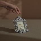 Rococo Silver Jewelry Display Frame: Suede Ring & Earring Holder