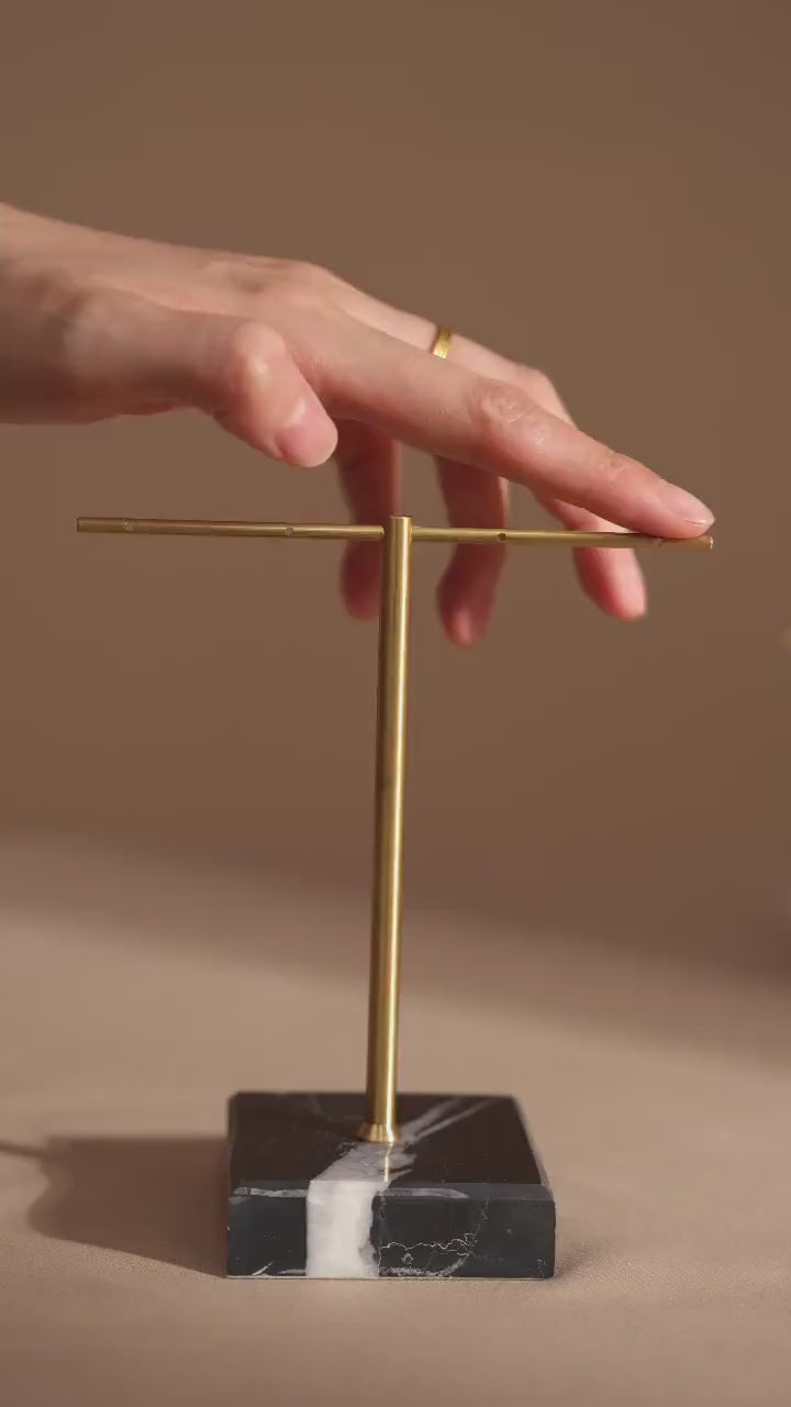Marble Base Brass Earring Holder – Jewelry Display Stand, Boutique Decor
