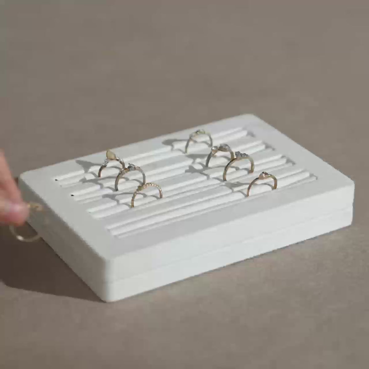 Cream White Jewelry Display Set for Boutique Counter — Ring Holder, Bracelet Stand, Necklace Display