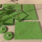 Green Felt Jewelry Display Set: Ring, Necklace, Earring Organizer