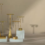 Gold Metal Earring Holder: Jewelry Display Stand with Gypsum Base