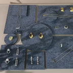 Gray Felt Jewelry Display Set: Necklace, Ring, Earring Showcase
