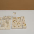 Yellow Travertine Jewelry Display Set – 13-Piece Boutique Showcase Kit