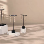 Black T Bar Earring Holder: Gypsum Jewelry Display Stand