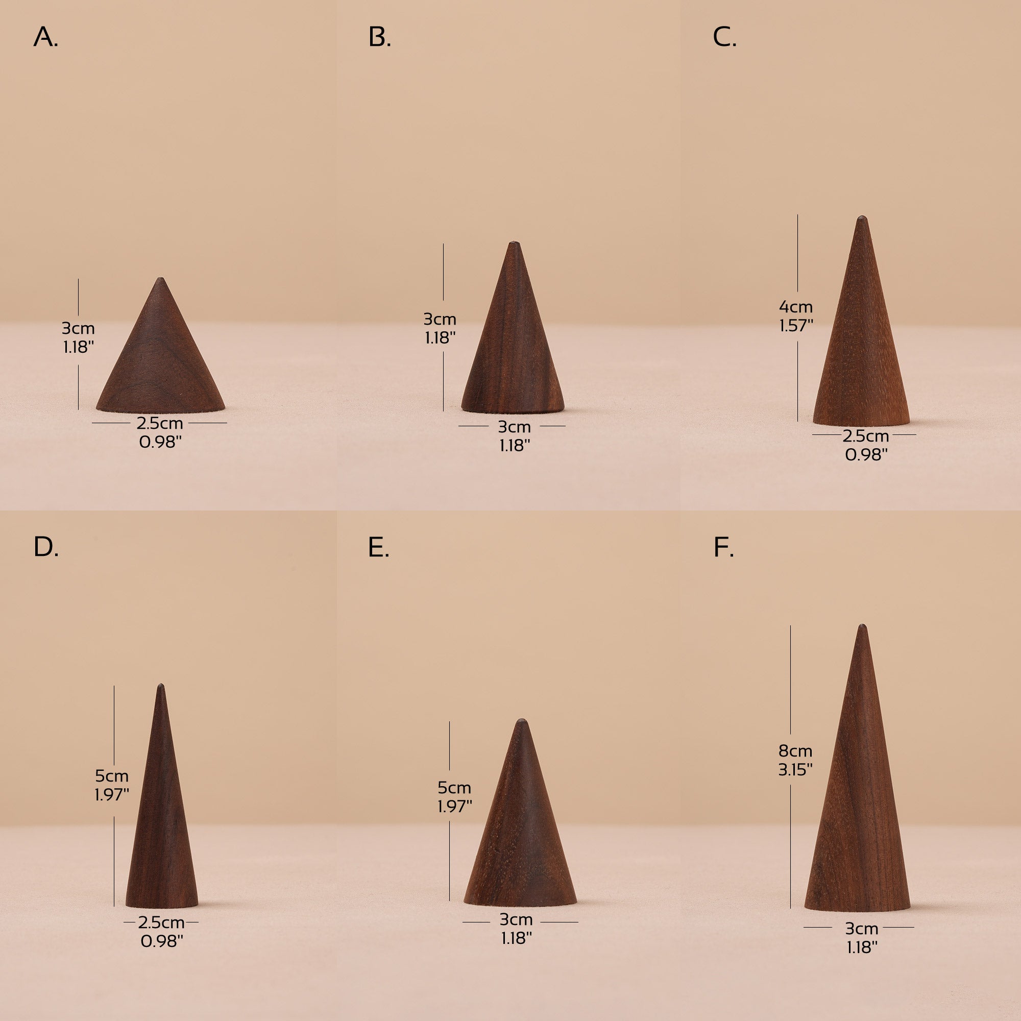 Walnut Wood Ring Cone Stand – Boutique Ring Holder Display